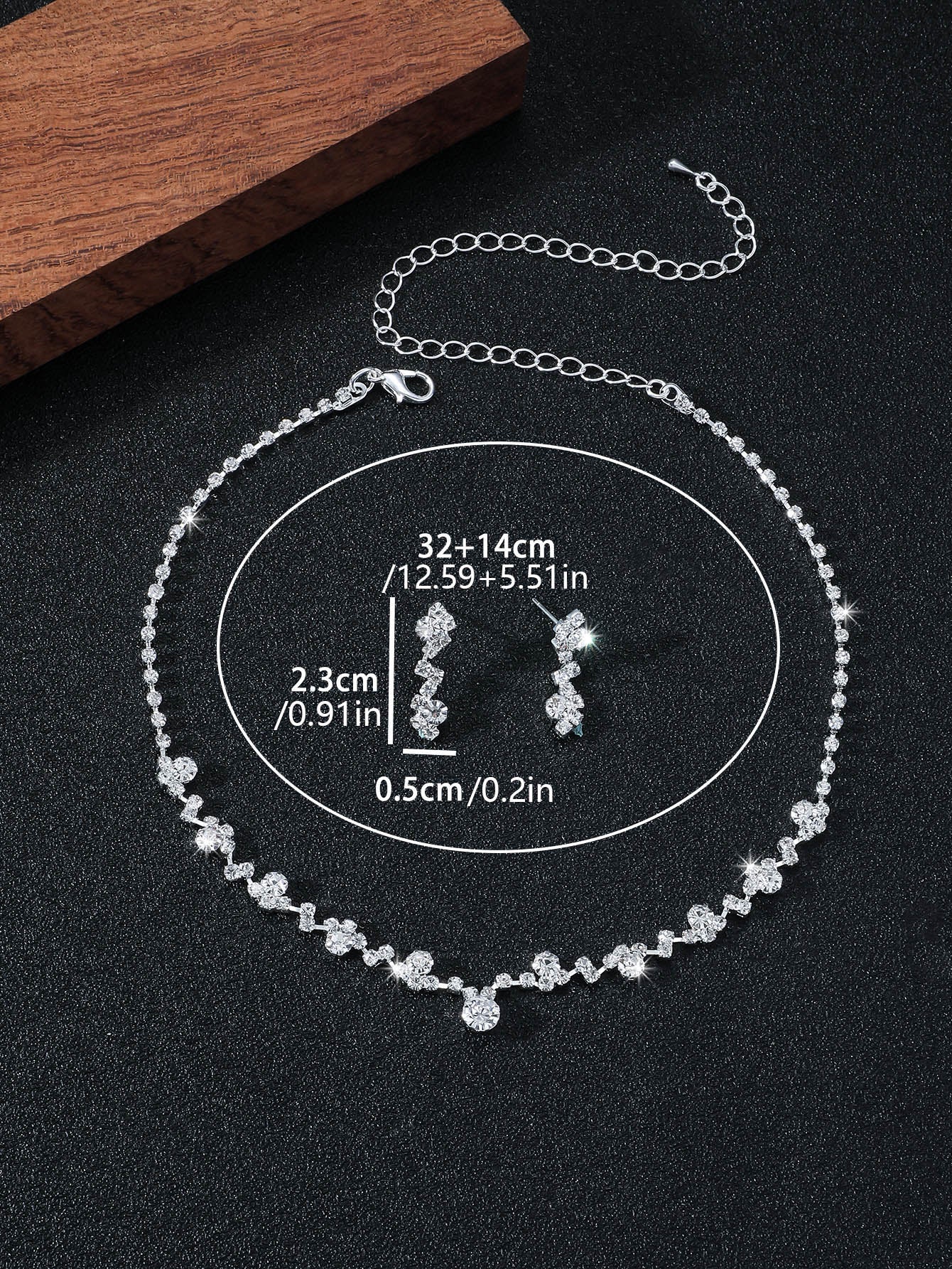 3pcs Rhinestone Decor Jewelry Set