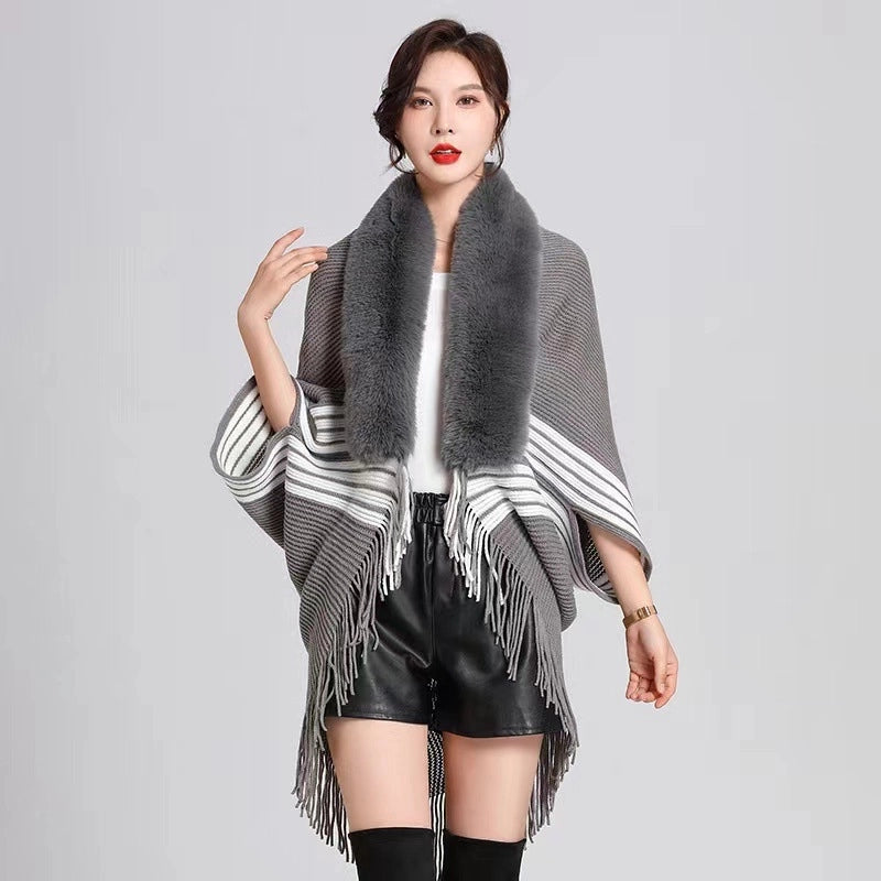 Women's Streetwear Stripe Polyester Tassel Shawl