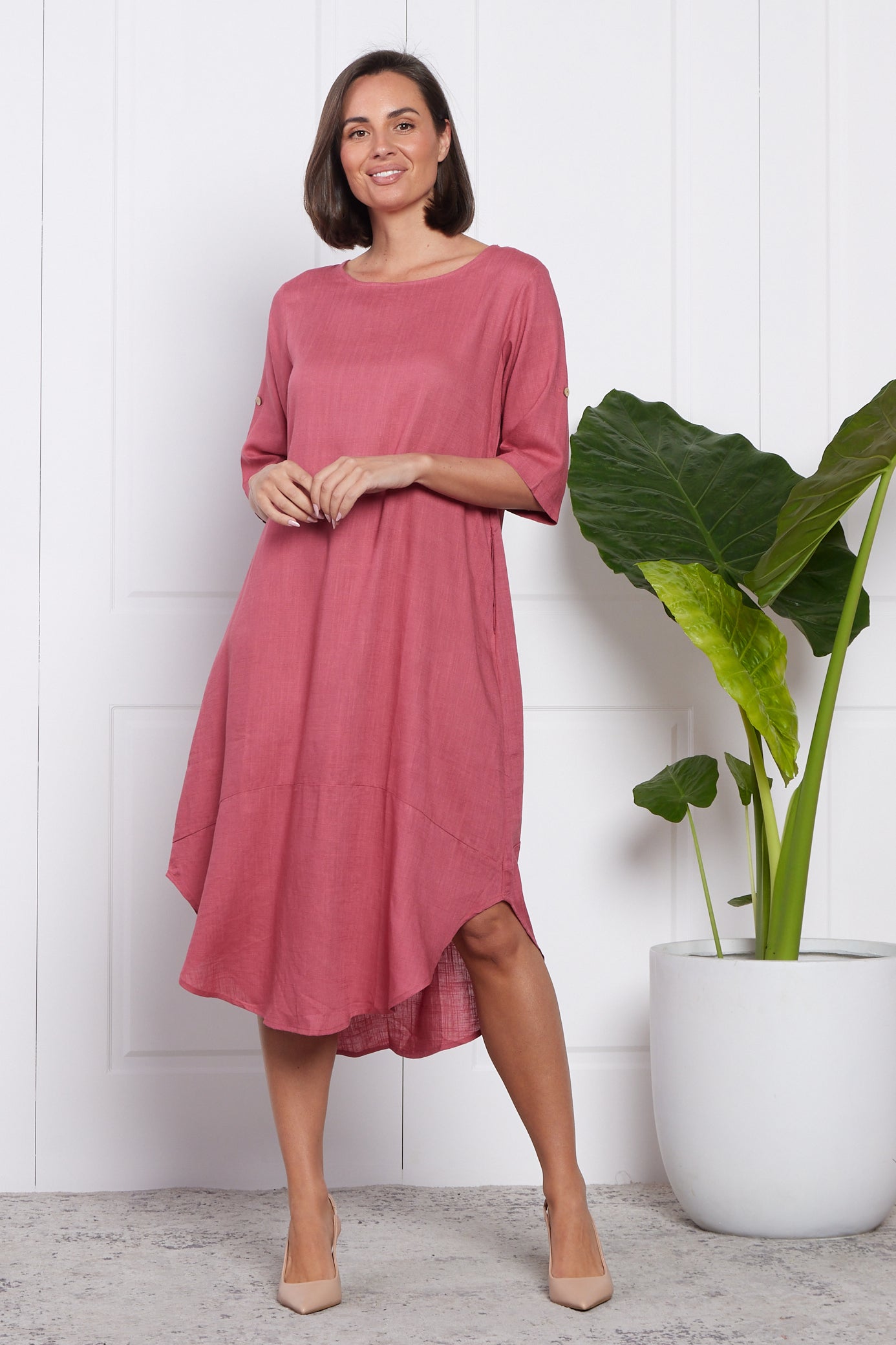 Liorra Linen Dress - Rose