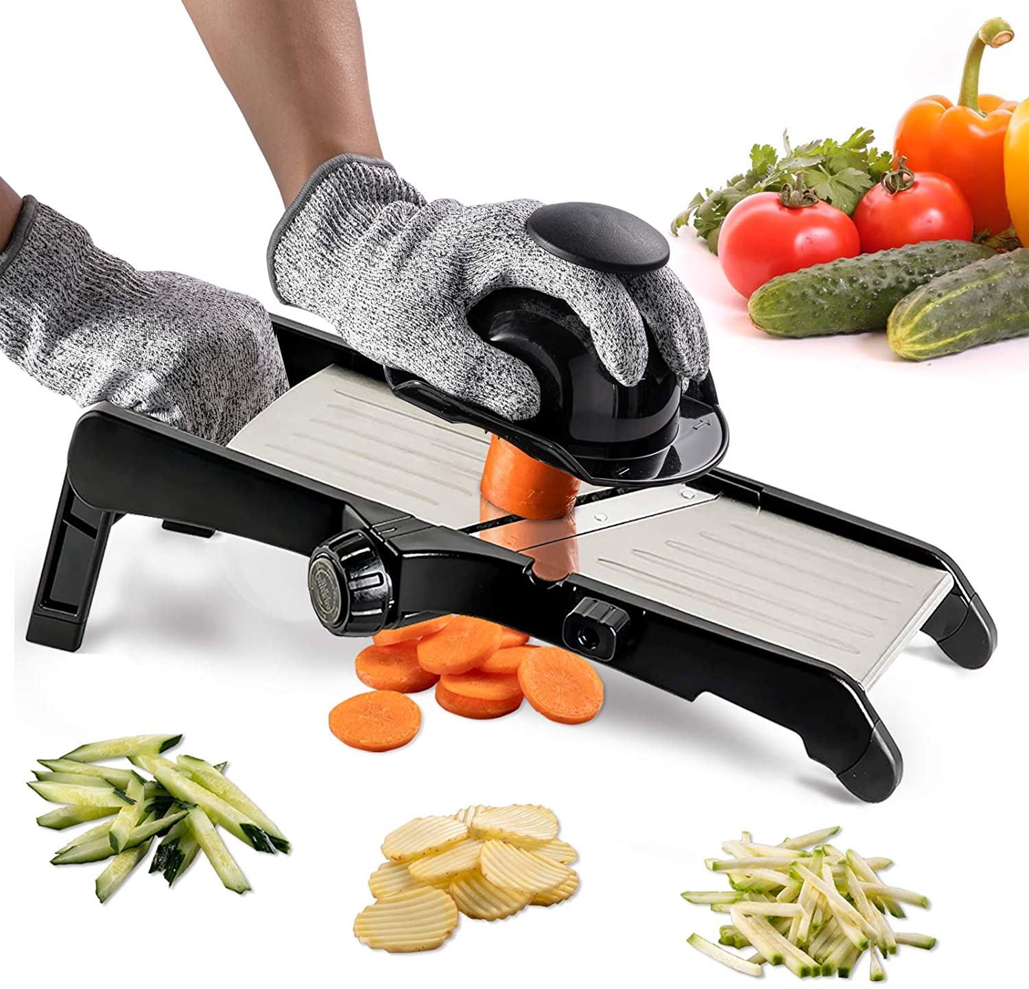 Manual Vegetable Cutter & Chopper Efficient Kitchen Mandoline Slicer with Protective Features for Easy Operation