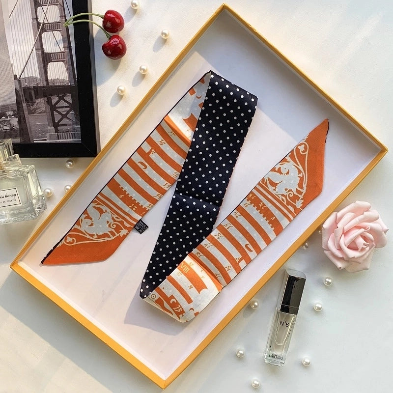 Women's Minimalist Flower Satin Printing Silk Scarf