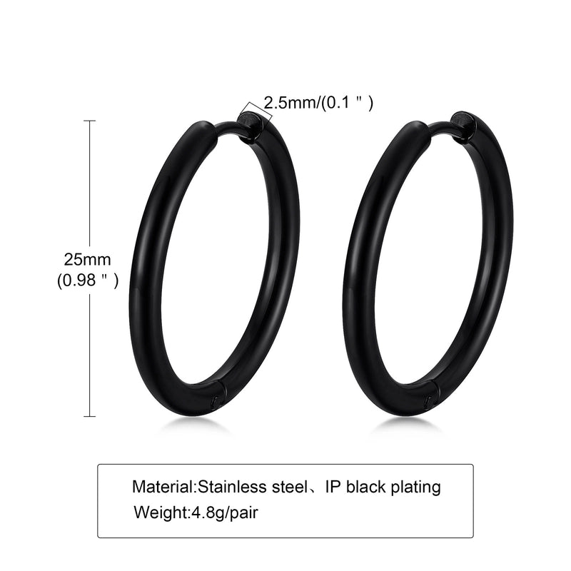 1 Pair Minimalist Solid Color Plating 304 Stainless Steel Hoop Earrings