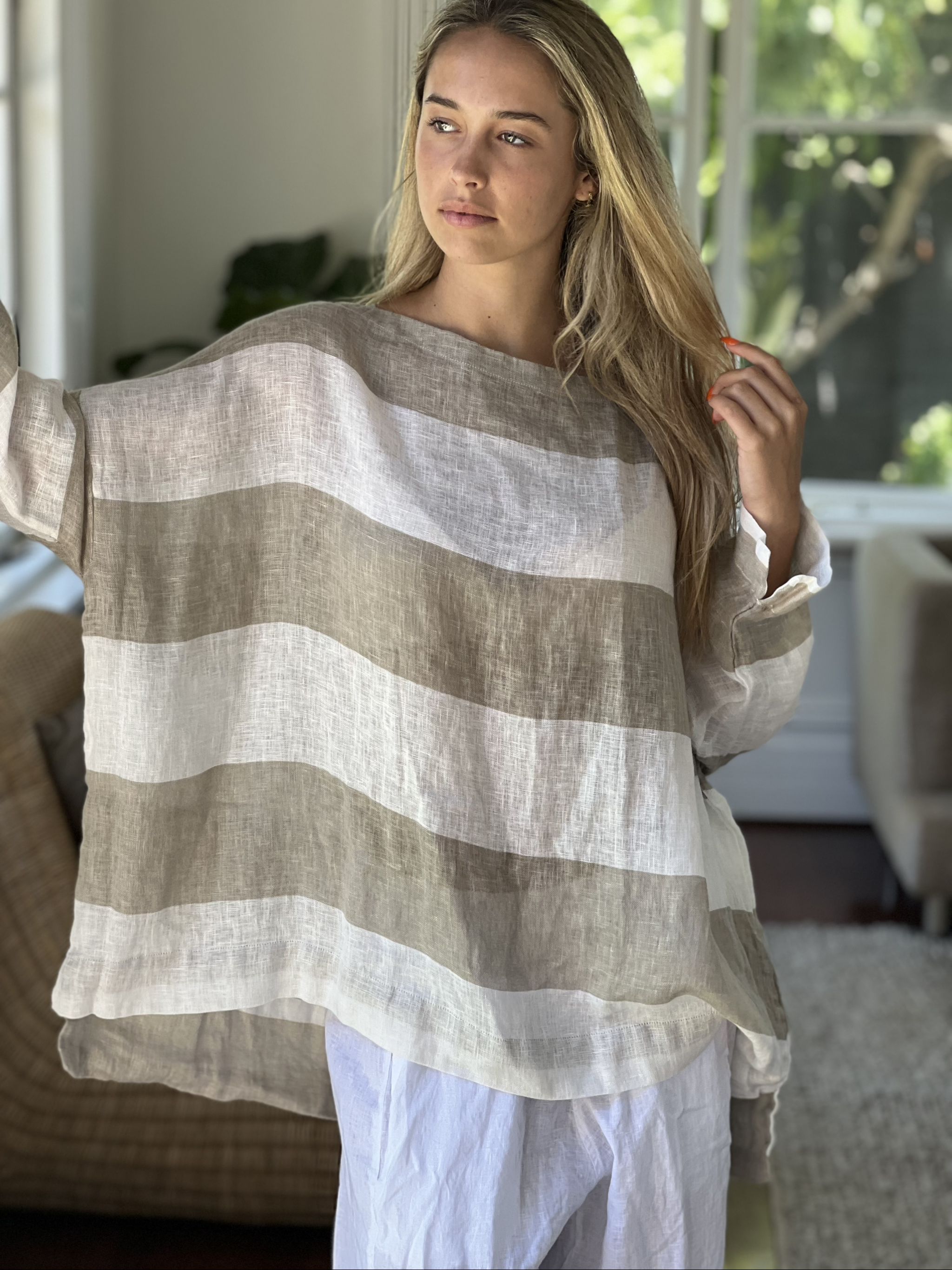 avril top - big natural stripe