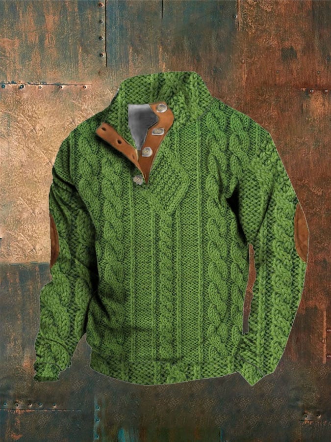 Men'S Casual Printed Buttons Casual Sweatshirt