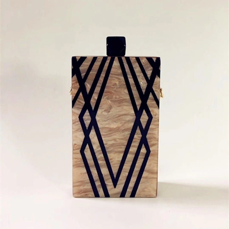 Champagne Coffee Pvc Polyester Stripe Square Evening Bags