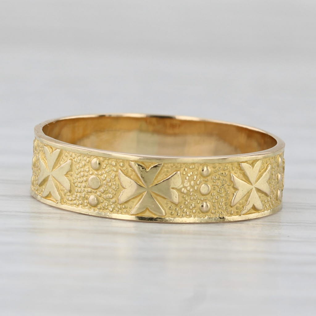 Vintage Maltese Cross Ring 18k Yellow Gold Size 7 Band Wedding