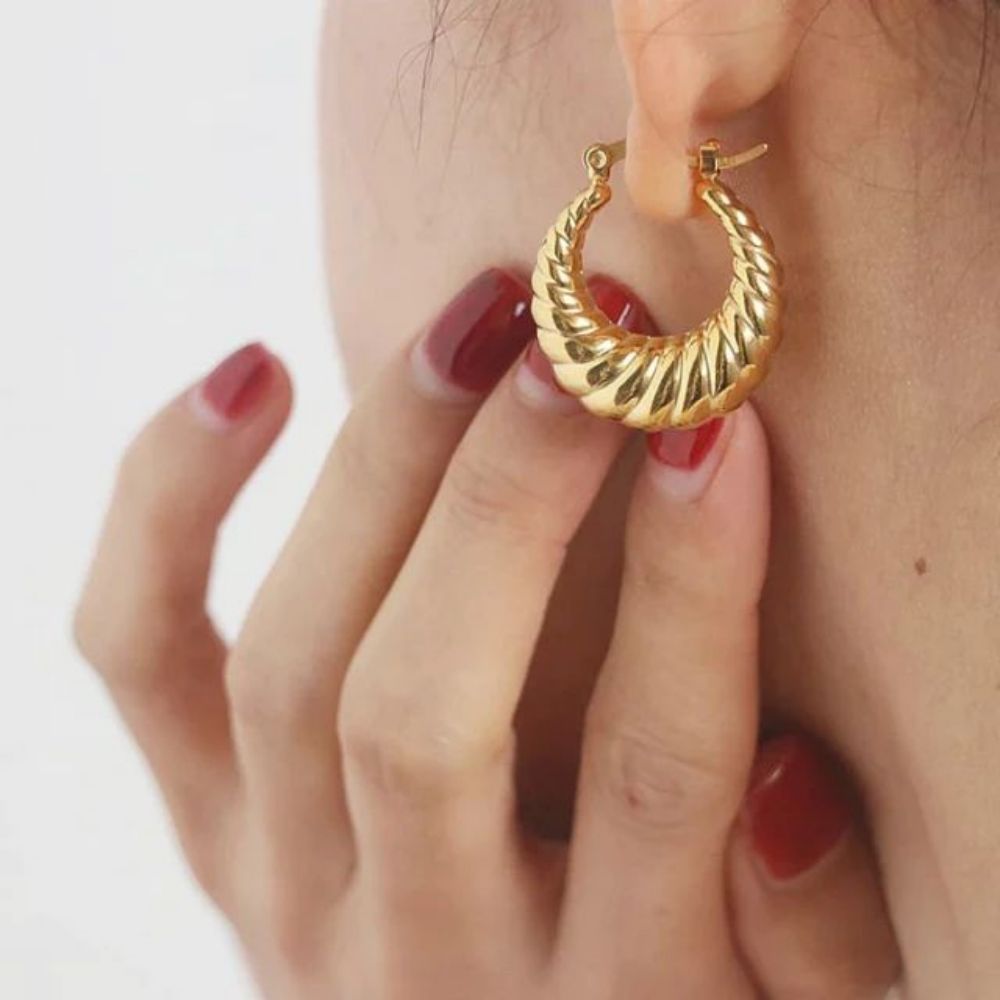 IG Style Hollow Geometric Stainless Steel Electroplating Earrings