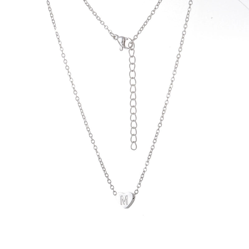 Stainless Steel Titanium Steel 18K Gold Plated Minimalist Letter Heart Shape None Pendant Necklace