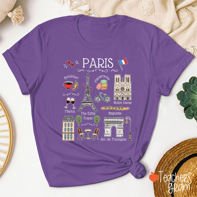 Eiffel Tower French Landmarks French Teacher T-Shirt