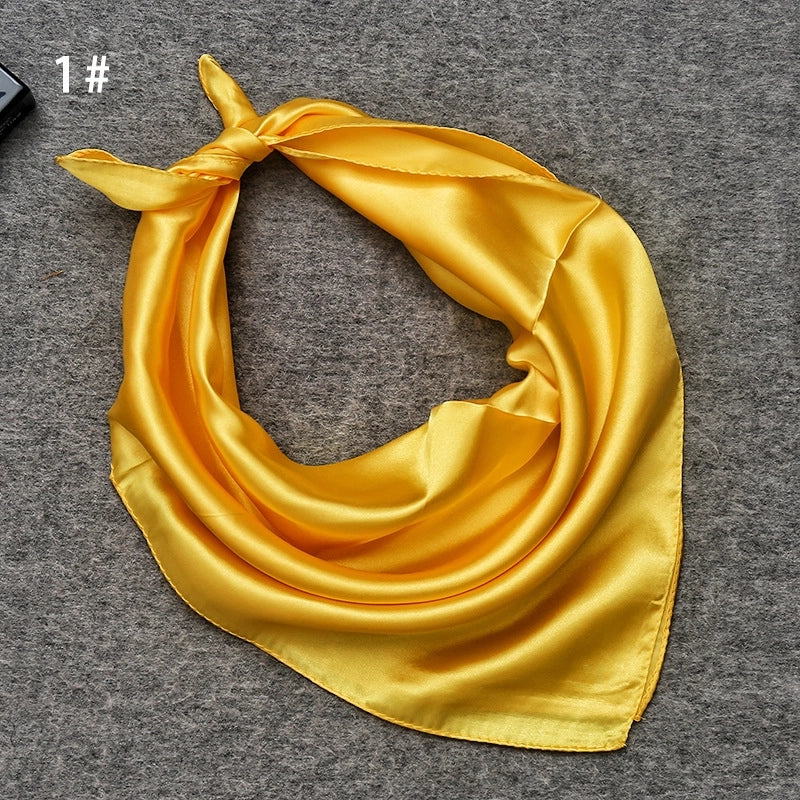 Women's Minimalist Solid Color Satin Printing Silk Scarf