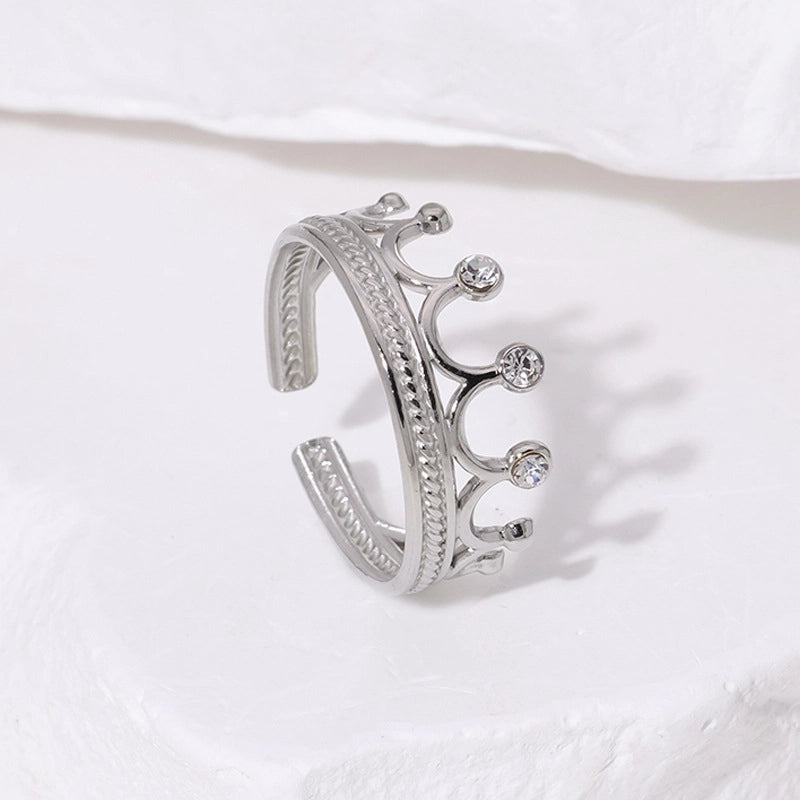 Casual Minimalist Geometric 304 Stainless Steel Hollow Out Inlay Open Rings
