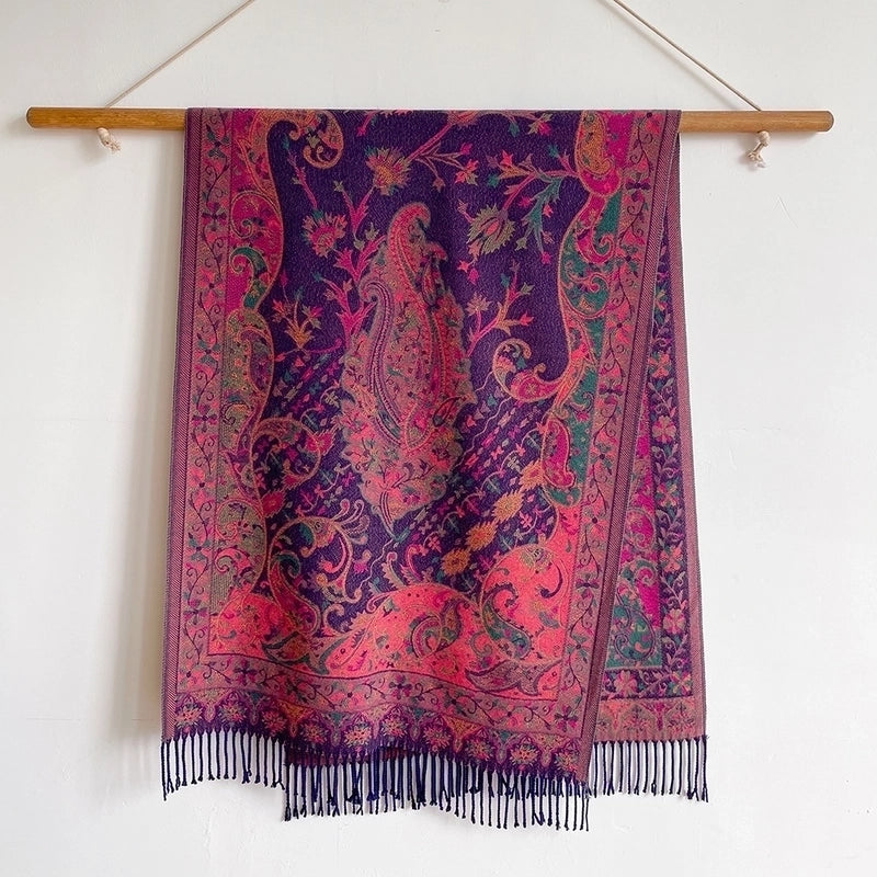 Women's Retro Ethnic Style Color Block Imitation Cashmere Printing Scarf