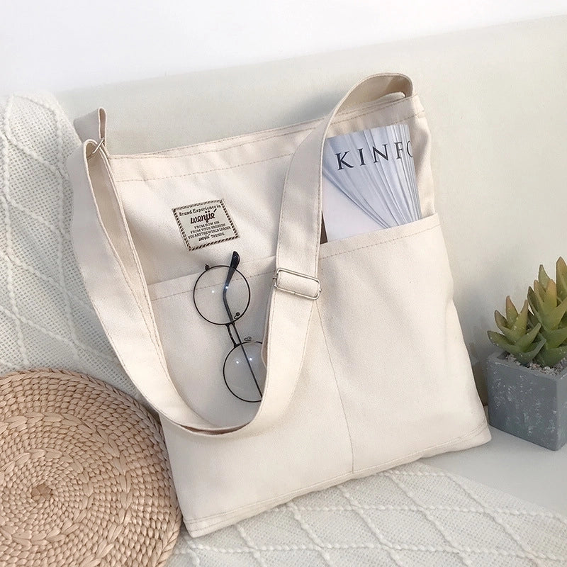 Women's Basic Streetwear Letter Solid Color Canvas Shopping Bags