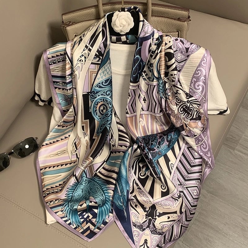Women's Elegant Minimalist Printing Silk Printing Silk Scarf