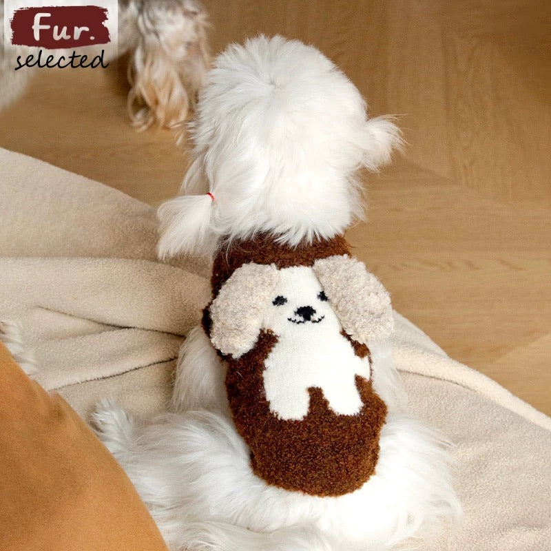 Dog Pattern Ear Decor Warm Dog Sweater