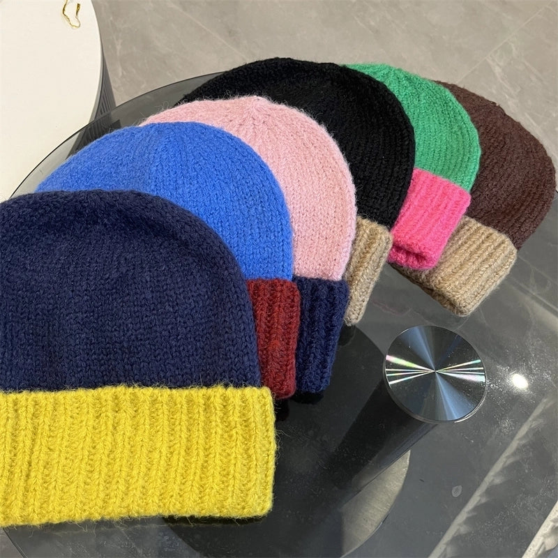 Women's Minimalist Color Block Eaveless Wool Cap