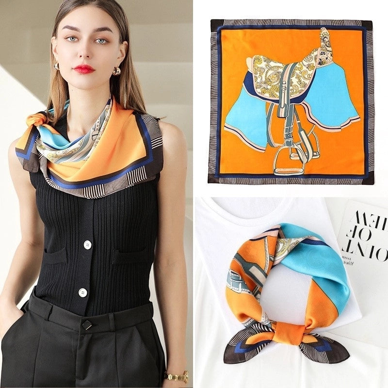 Women's Minimalist Printing Satin Silk Scarves