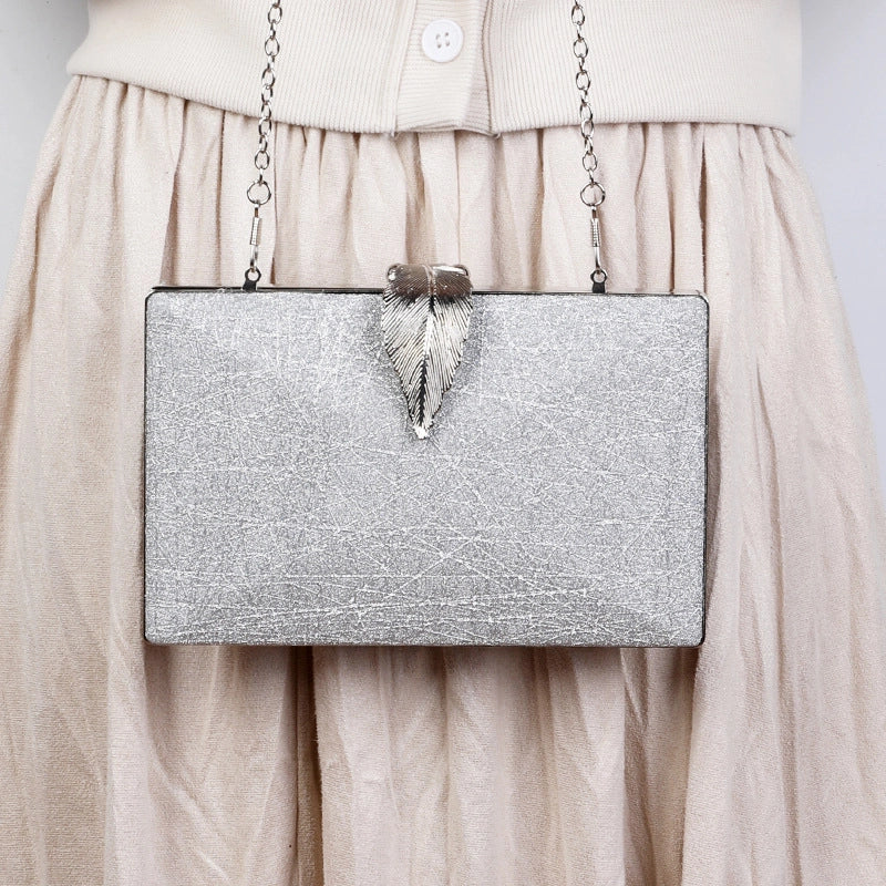 Blue Black Gold Pu Leather Solid Color Square Evening Bags