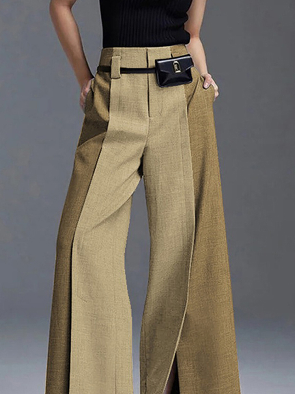 Loose Wide Leg Split-Front Casual Pants Bottoms Trousers