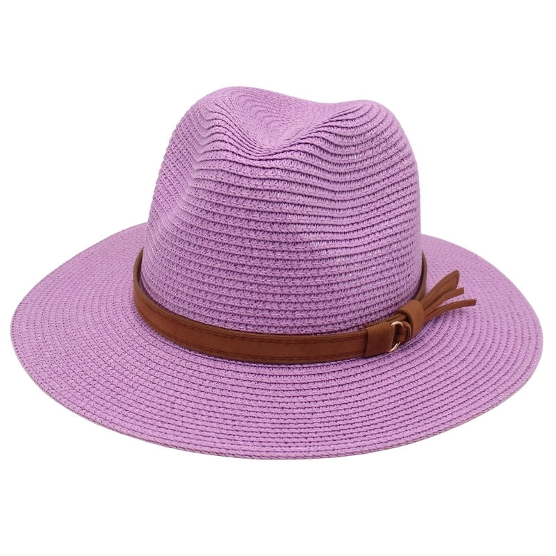 Unisex Pastoral Solid Color Wide Eaves Straw Hat