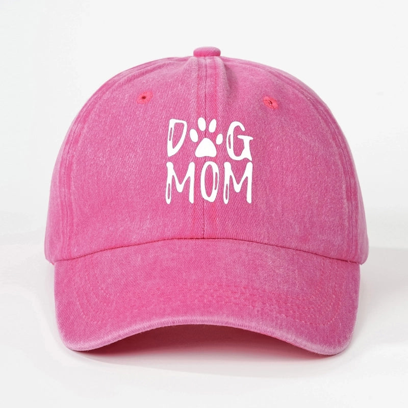 Hot Hat Printing DOG MOM Custom Washed Baseball Cap Men's And Women's Outdoor Sunscreen Soft Top Cap