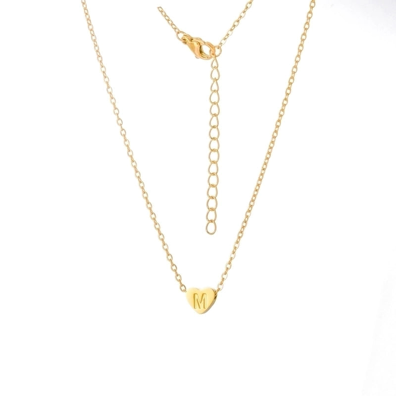 Stainless Steel Titanium Steel 18K Gold Plated Minimalist Letter Heart Shape None Pendant Necklace