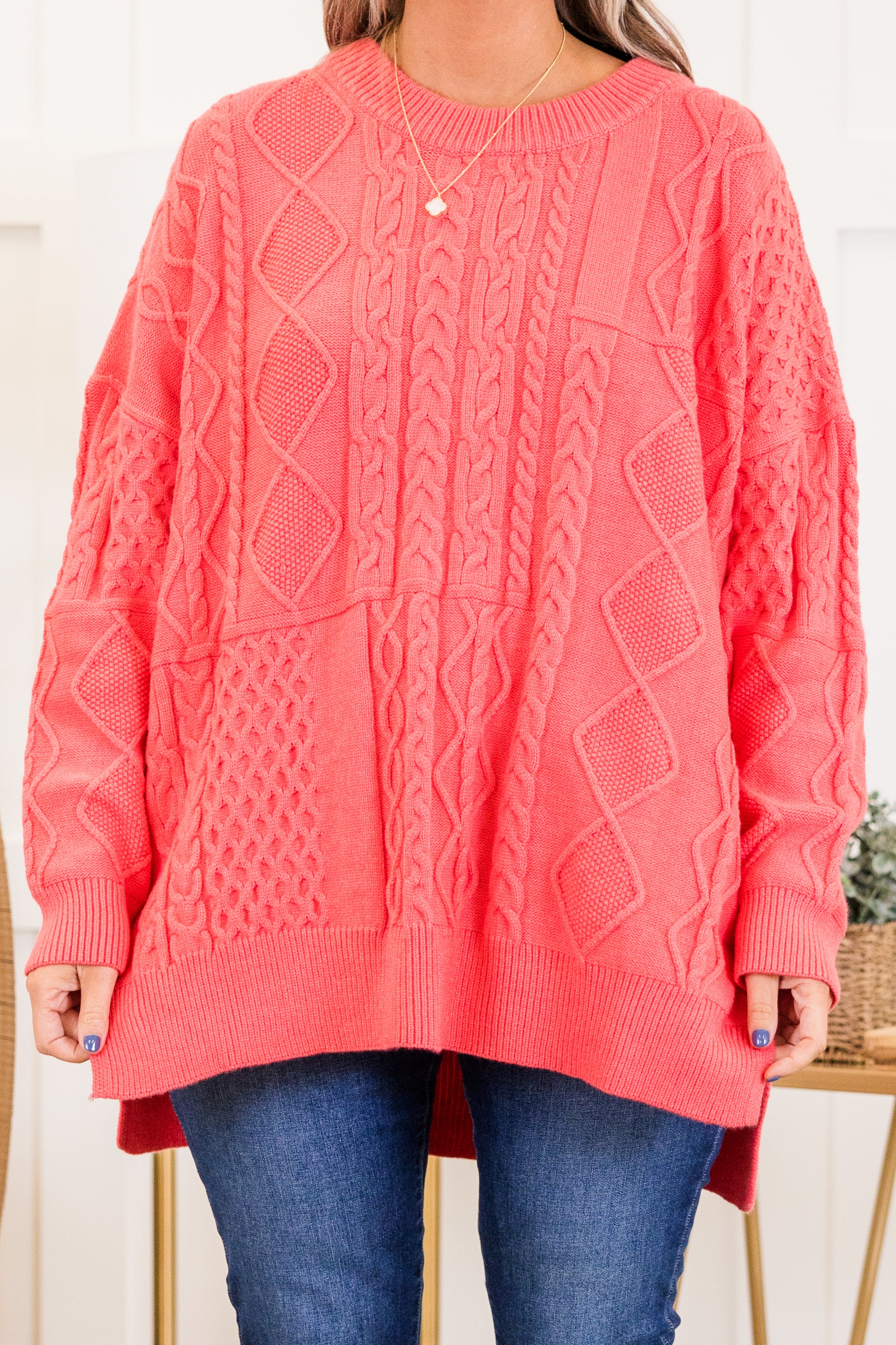 You Should Know Sweater. Coral