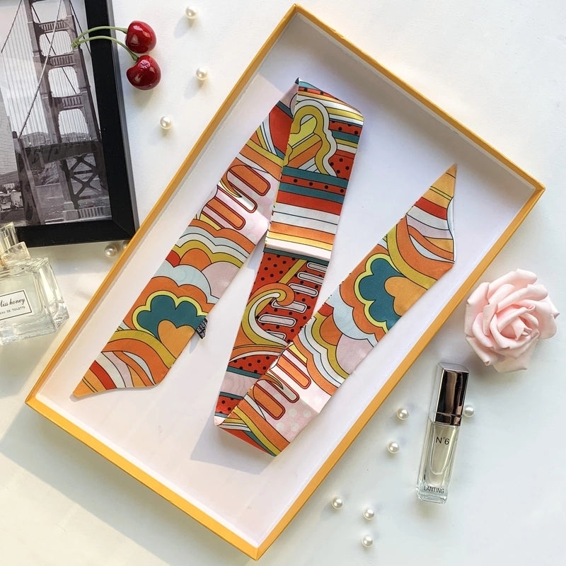 Women's Minimalist Flower Satin Printing Silk Scarf