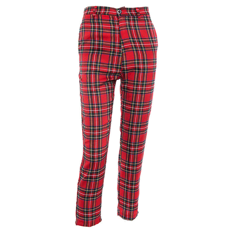 Red plaid pants KF9515