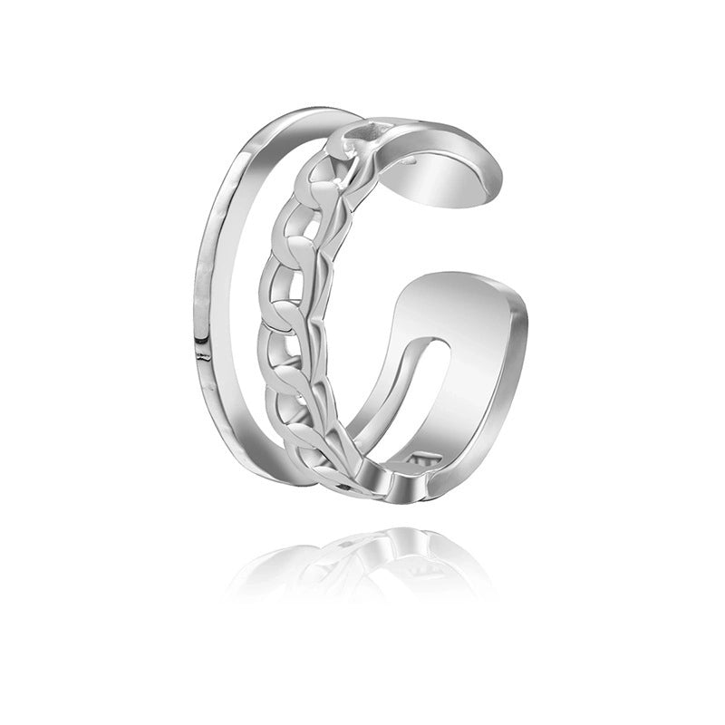 Minimalist U Shape Titanium Steel Plating 18k Gold Plated Open Ring