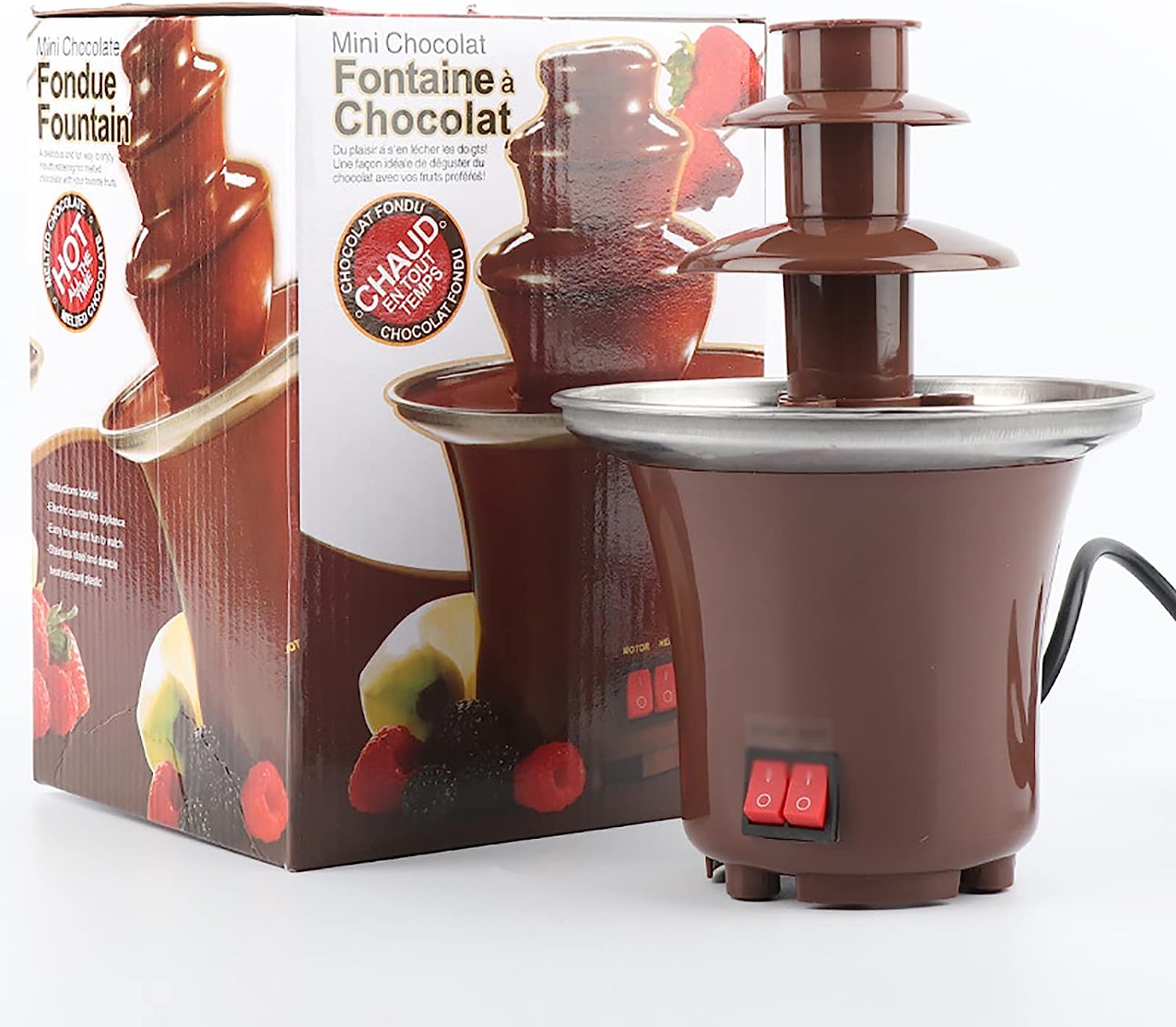 Chocolate Fondue Fountain. 3 Tiers Electric Melting Machine Chocolate Fountain Mini Hot Chocolate Fondue Pot. 1.5-Pound Capacity