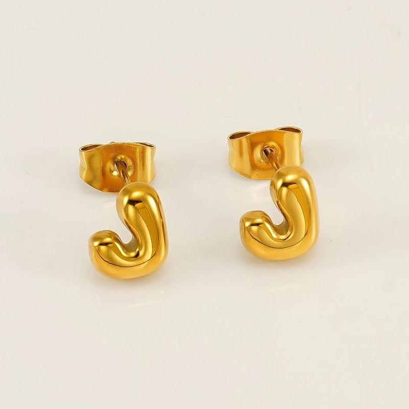 1 Piece Minimalist Classic Style Letter Plating 304 Stainless Steel 18K Gold Plated Ear Studs
