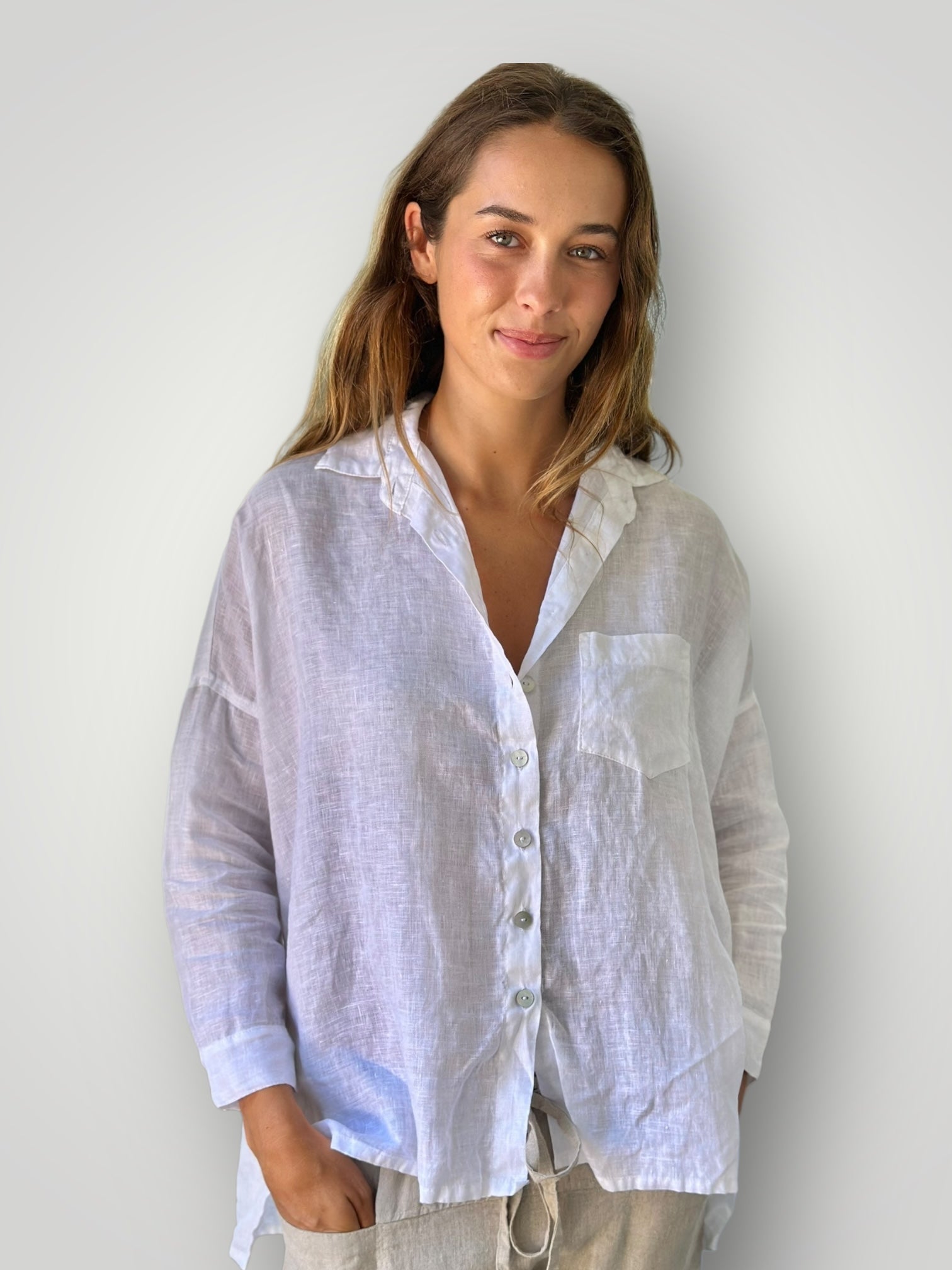 rosie shirt - white linen