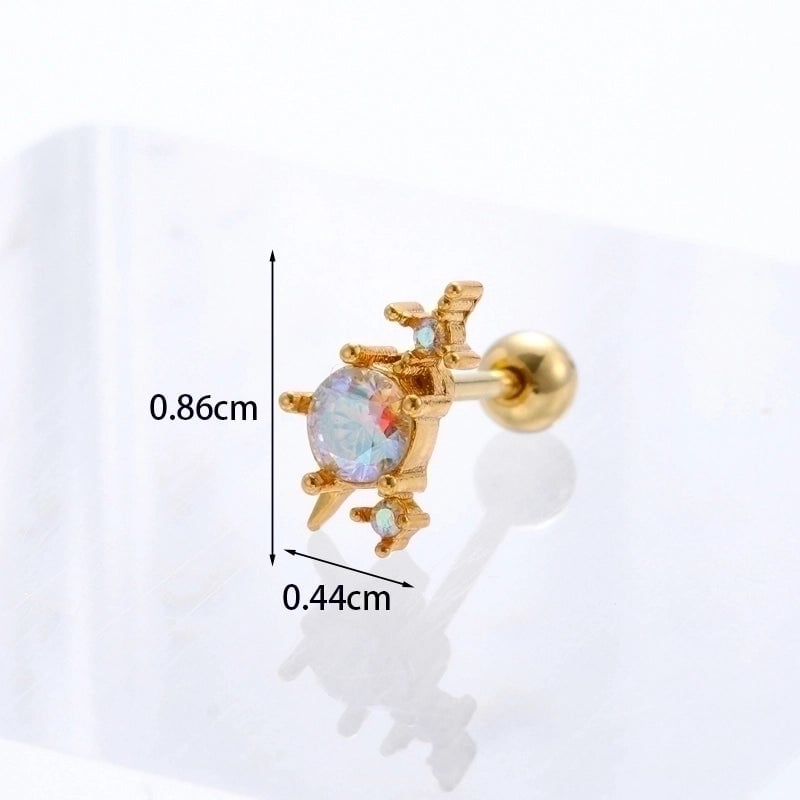 Ear Cartilage Rings & Studs Geometric Copper Plating Artificial Gemstones