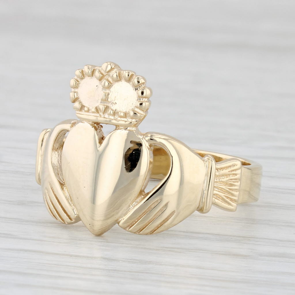 Irish Claddagh Ring 10k Yellow Gold Size 11 Wedding Band