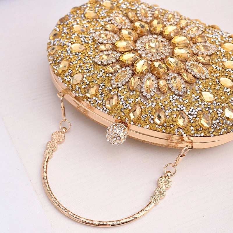 Silver Gold Blue Pu Leather Solid Color Oval Evening Bags
