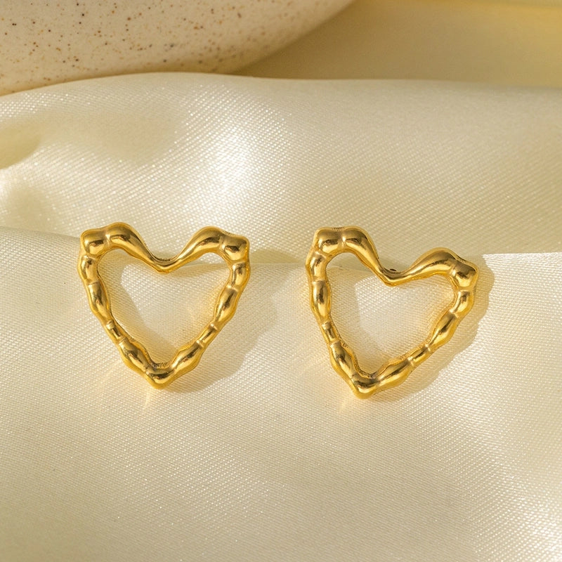 1 Pair Basic Minimalist Irregular Heart Shape Plating Titanium Steel Ear Studs