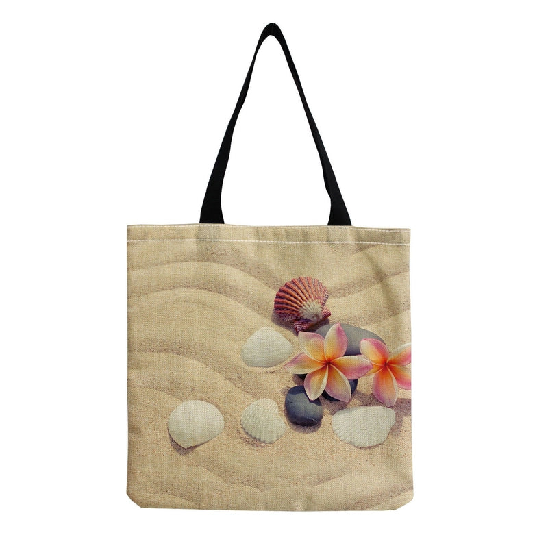 Women's Medium Linen Underwater World Beach Square Open Shopping Bags