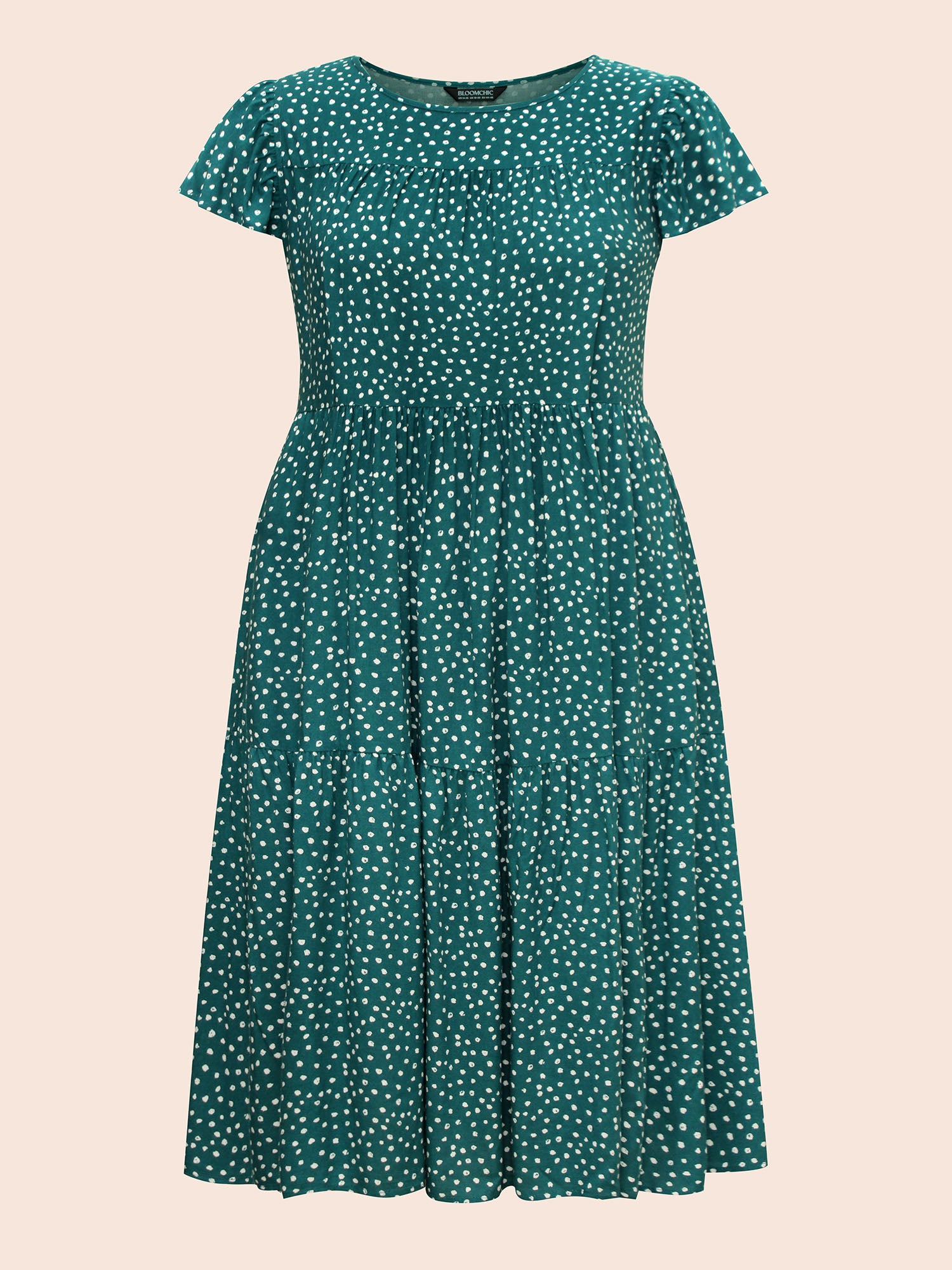 Polka Dot Pocket Cap Sleeve Gathered  Layered Dress