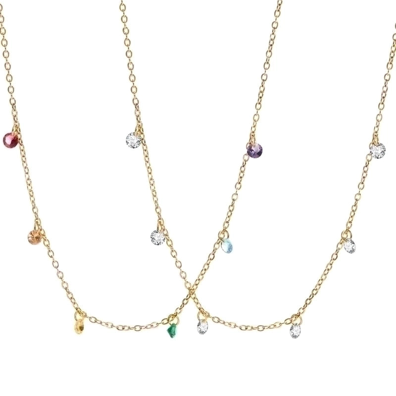 Minimalist Geometric 201 Stainless Steel Zircon 18K Gold Plated Plating Stainless Steel Necklaces
