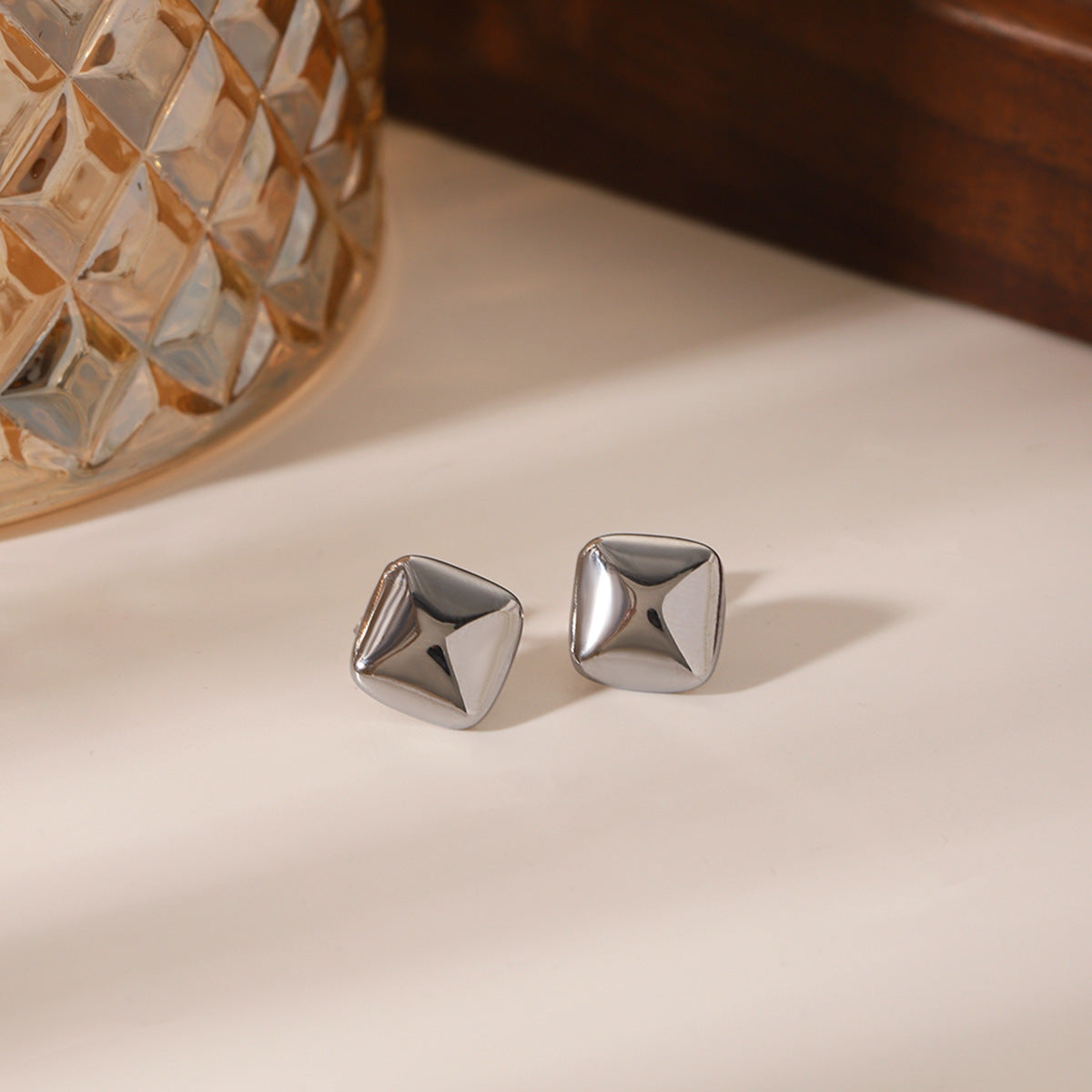 Cold Style Square Stainless Steel Earrings Simple Square Titanium Steel Earrings