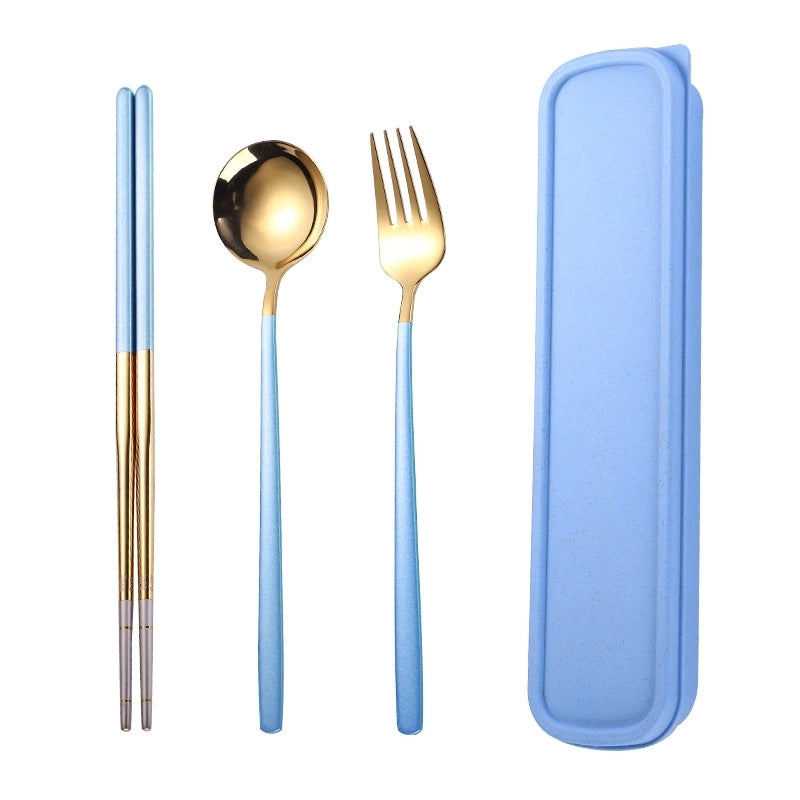 Fashion Solid Color Stainless Steel Tableware 1 Set