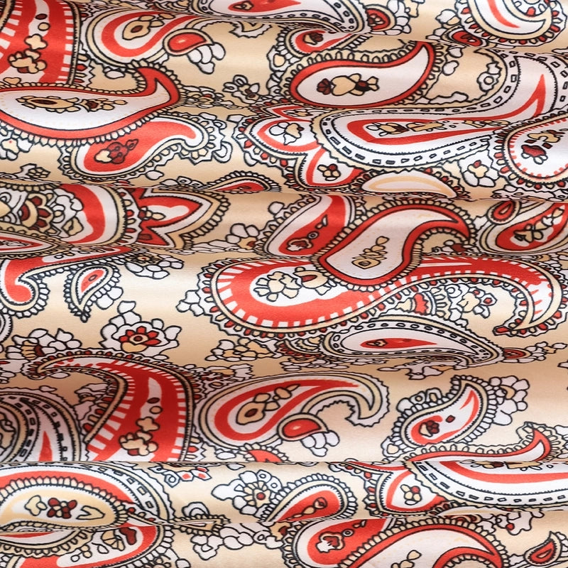 Women's Elegant Retro Flower Satin Printing Silk Scarf