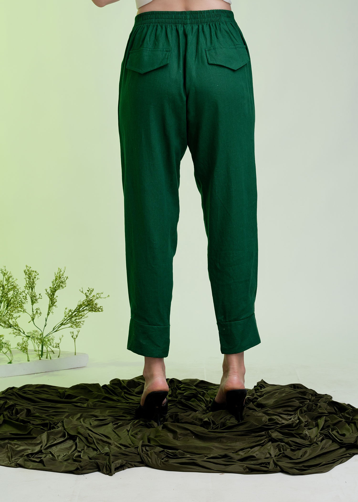 Pleat Detail Pant With Wide Cuff