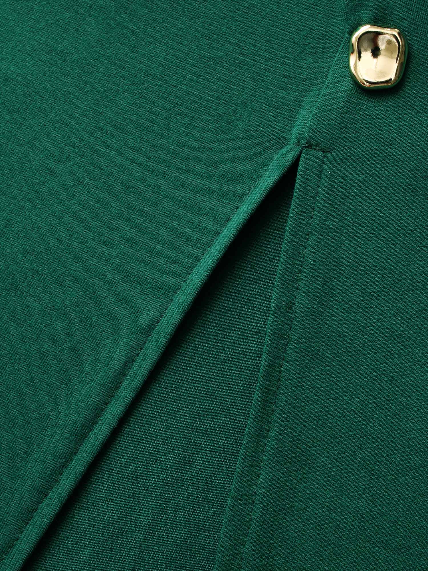 Plain Button Detail Split Hem Dress