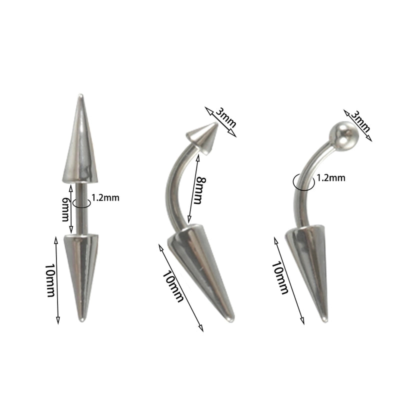 4 Pieces Eyebrow Studs Casual Exaggerated Minimalist Solid Color 304 Stainless Steel Plating 18K Gold Plated