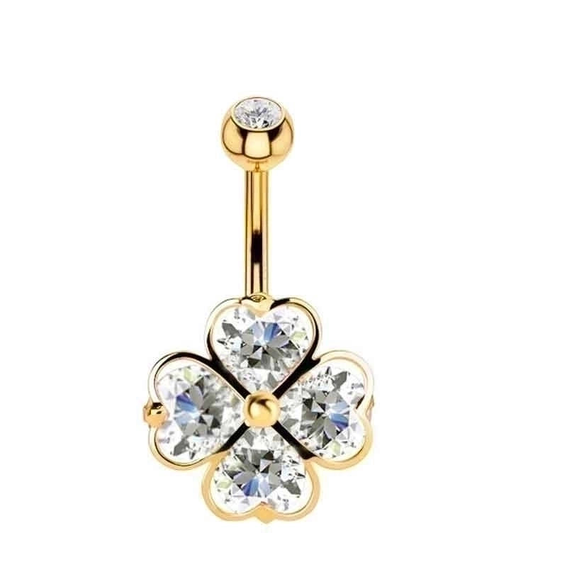 15 Pieces Minimalist Heart Shape Pineapple Butterfly Plating Inlay Stainless Steel Zircon Navel Stud