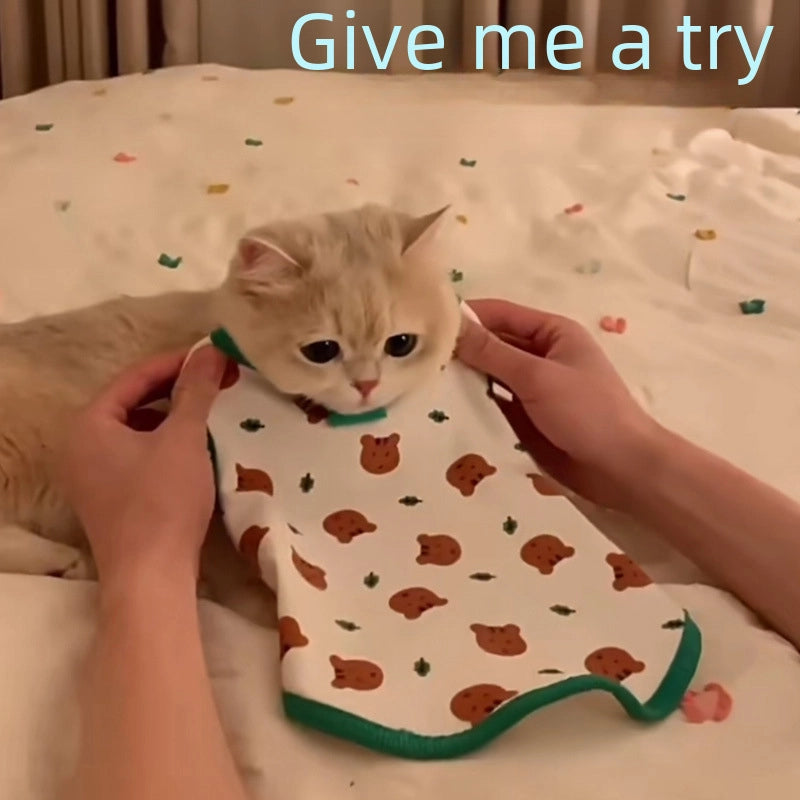Summer Anti-shedding Thin Blue Cat Clothes Doll Cat Small Dog Teddy Dog Vest Thin British Style Short Clothes