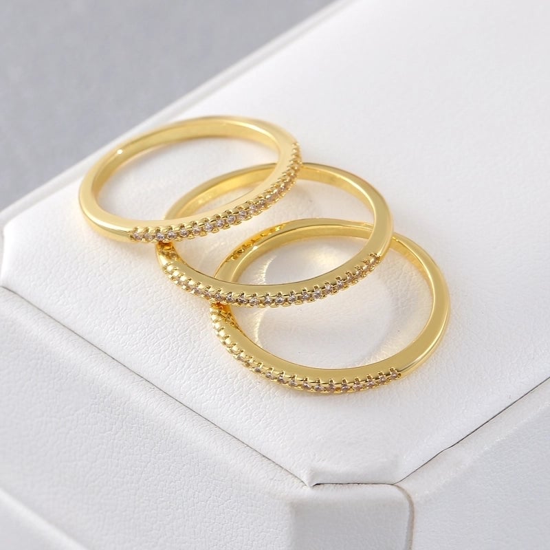 Copper 18K Gold Plated Gold Plated Plating Inlay Water Droplets Heart Shape Zircon Open Rings Rings
