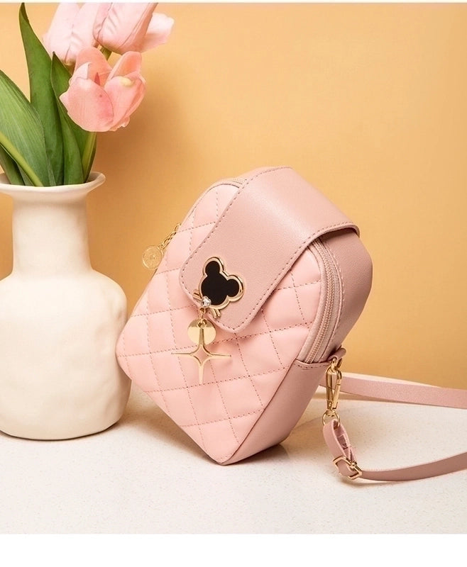 Fashion Solid Color Lingge Square Buckle Crossbody Bag